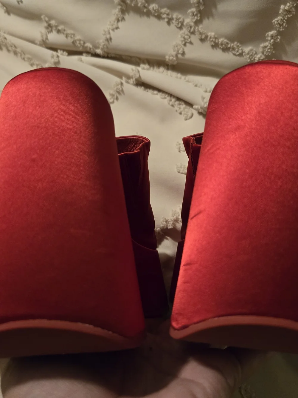 Jeffrey Campbell Sexy Red Satin Platform Mule Heels